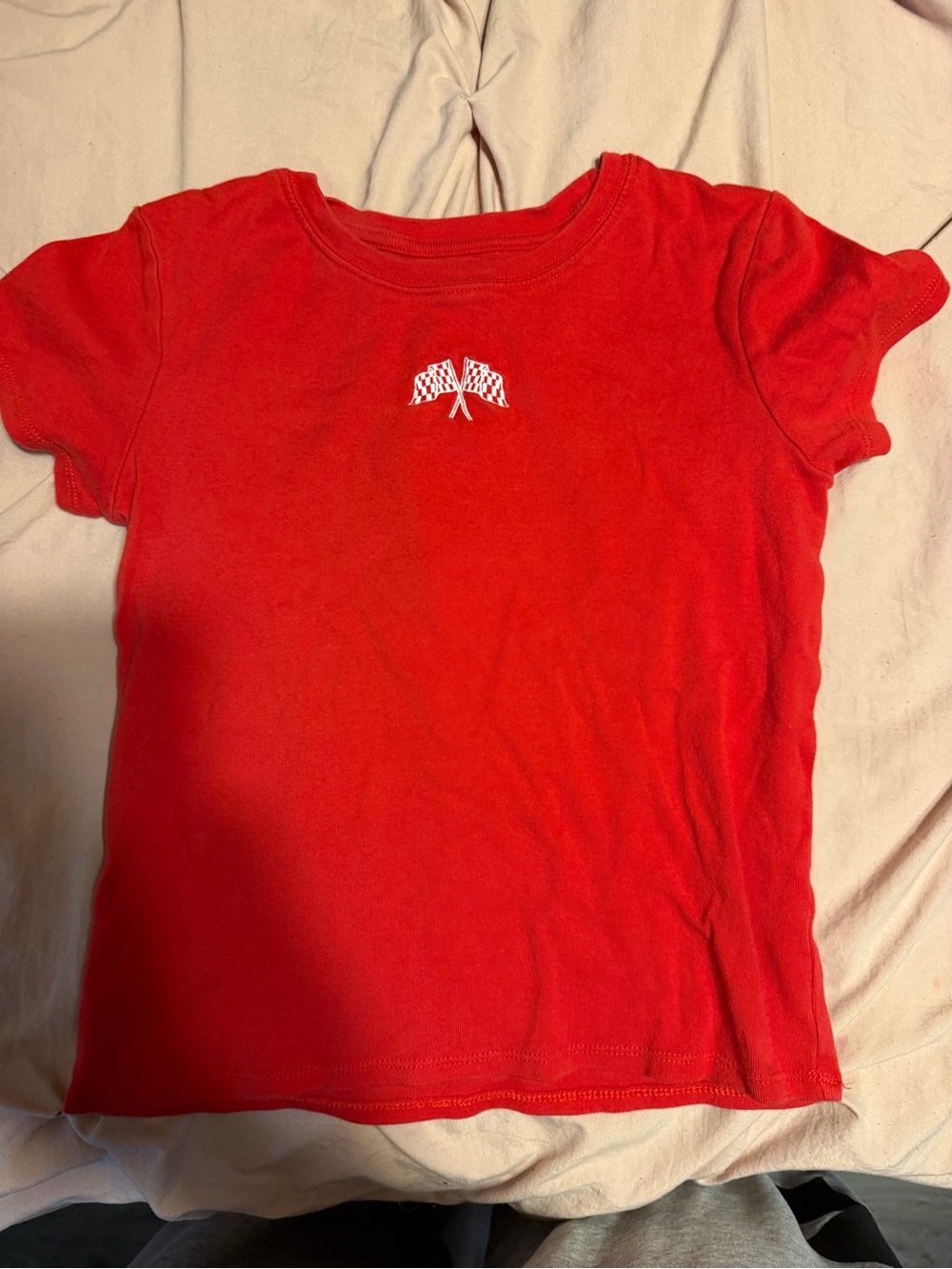 art class Red Short-Sleeve Tee with White Checkered Flag